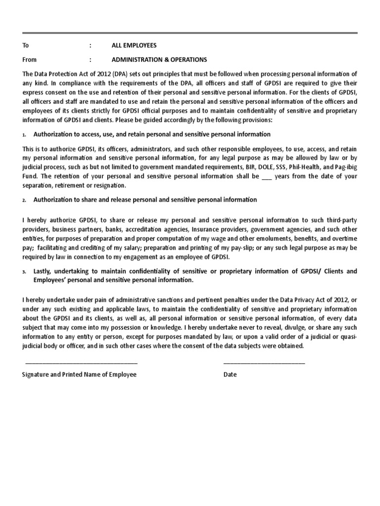 Data Privacy Agreement for Employees | PDF | Personally Identifiable ...