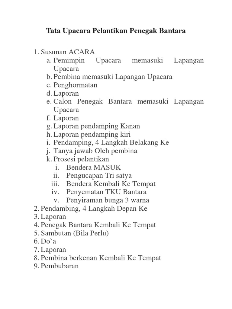 Tata Upacara Pelantikan Bantara