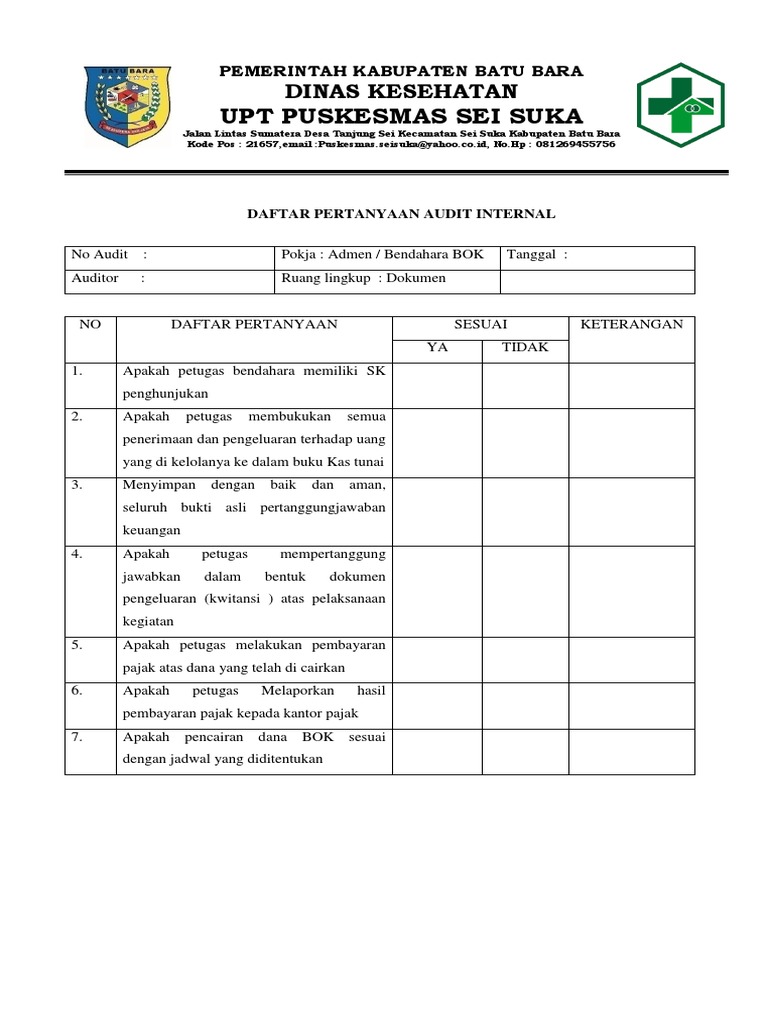 Checklist Audit Bendahara Bok