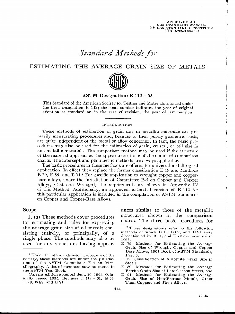 Astm e 112-63 | PDF