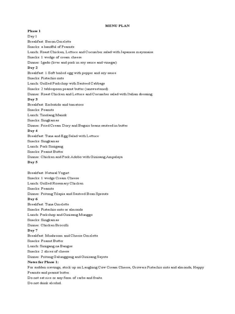 South Beach Diet Phase 1 Meal Plan | PDF | Salad