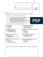 Evaluación de comprensión lectora sobre El festín de Agustín