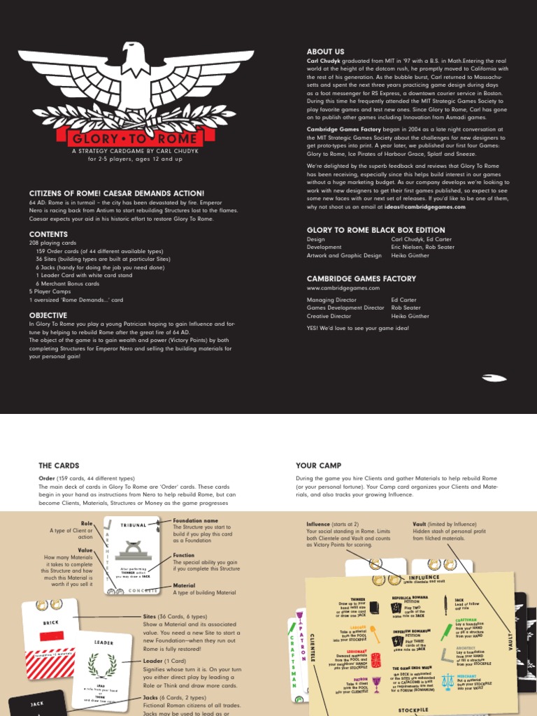 Glory To Rome Black Box Edition Rulebook | Download Free PDF | Leisure ...