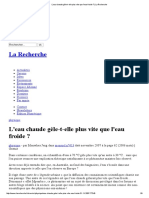 L'Eau Chaude Gèle-T-Elle Plus Vite Que L'eau Froide - La Recherche