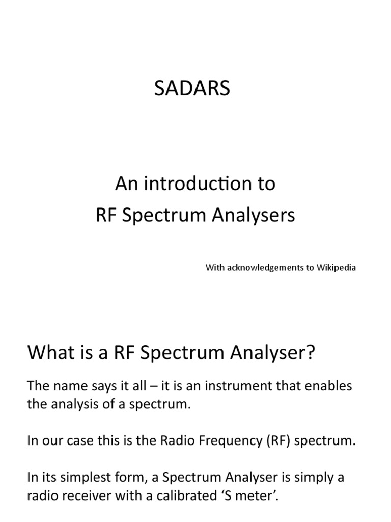 Sadars: An Introduction To RF Spectrum Analysers | PDF | Spectral ...