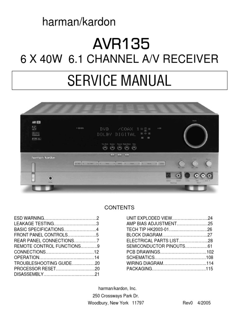 harman kardon avr 135 subwoofer