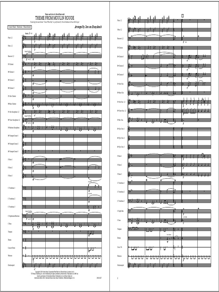 Theme From Moulin Rouge Partitura Sheet For Concert Band Pdf Saxophone Elementary Organology