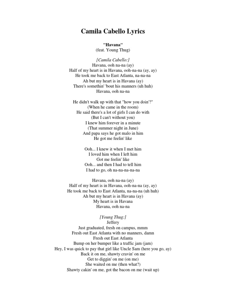 Camila Cabello - Havana Lyrics