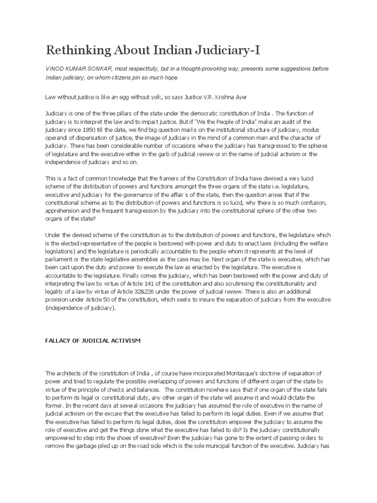 Critique of Indian Judiciary's Role | PDF | Supreme Court Of India ...
