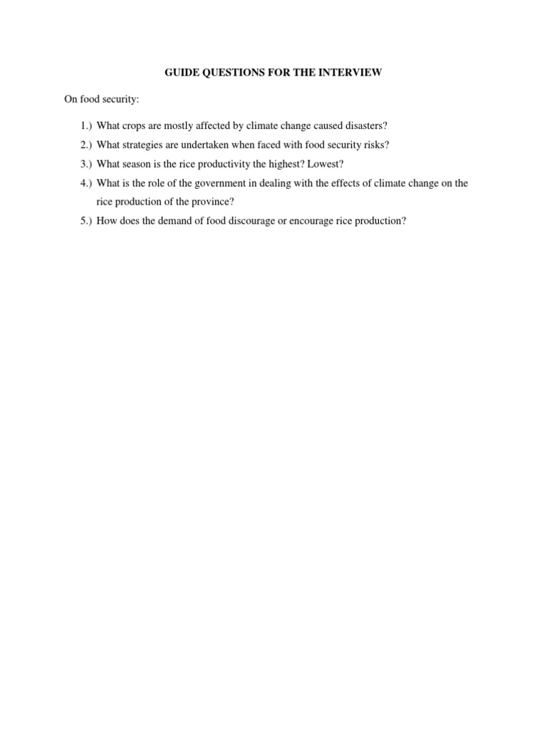 Food Security Interview Guide | PDF