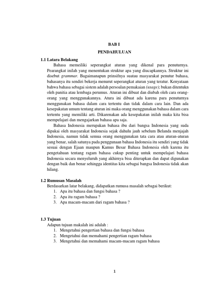 Makalah Ragam Bahasa Sastra Contoh Makalah
