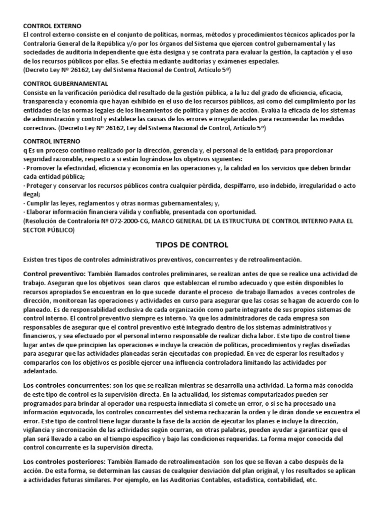 Tipos de Control-Control Externo e Interno | PDF | Auditoría ...