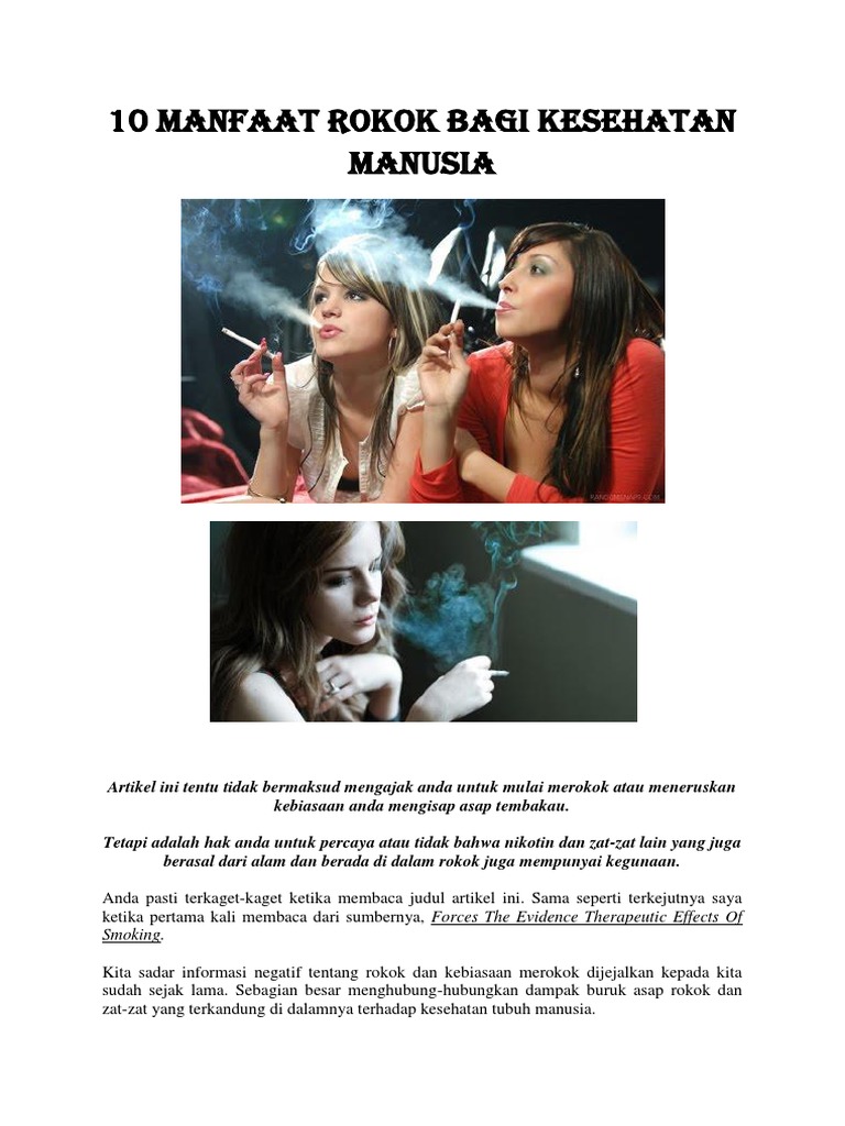 10 Manfaat Rokok Bagi Kesehatan Manusia | PDF | Pengembangan Diri ...