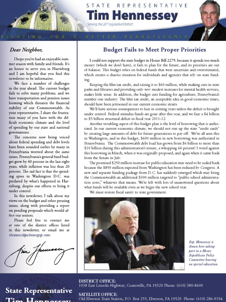 Tim Hennessey State Representative PDF Nursing Home Care