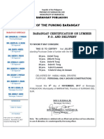 Barangay Certification On Lumber PO and Delivery