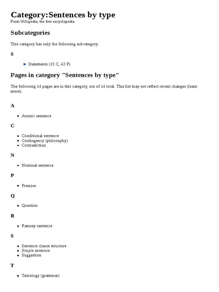 Category-Sentences by Type | PDF | Philosophy
