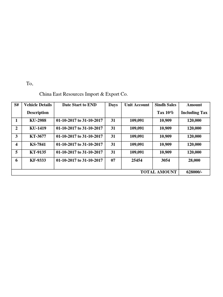 October 2017 Vehicle Rental Invoice | PDF | Finance & Money Management ...