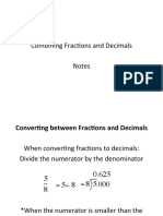 Converting Fractions and Decimals Notes