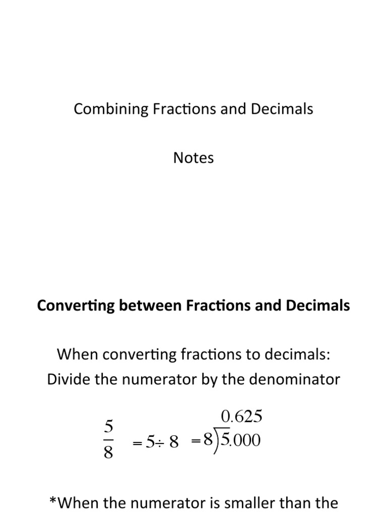 Converting Fractions to Decimals Guide | PDF | Decimal | Fraction ...