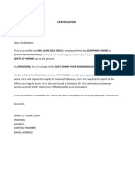 Sample Certificate Employment PDF