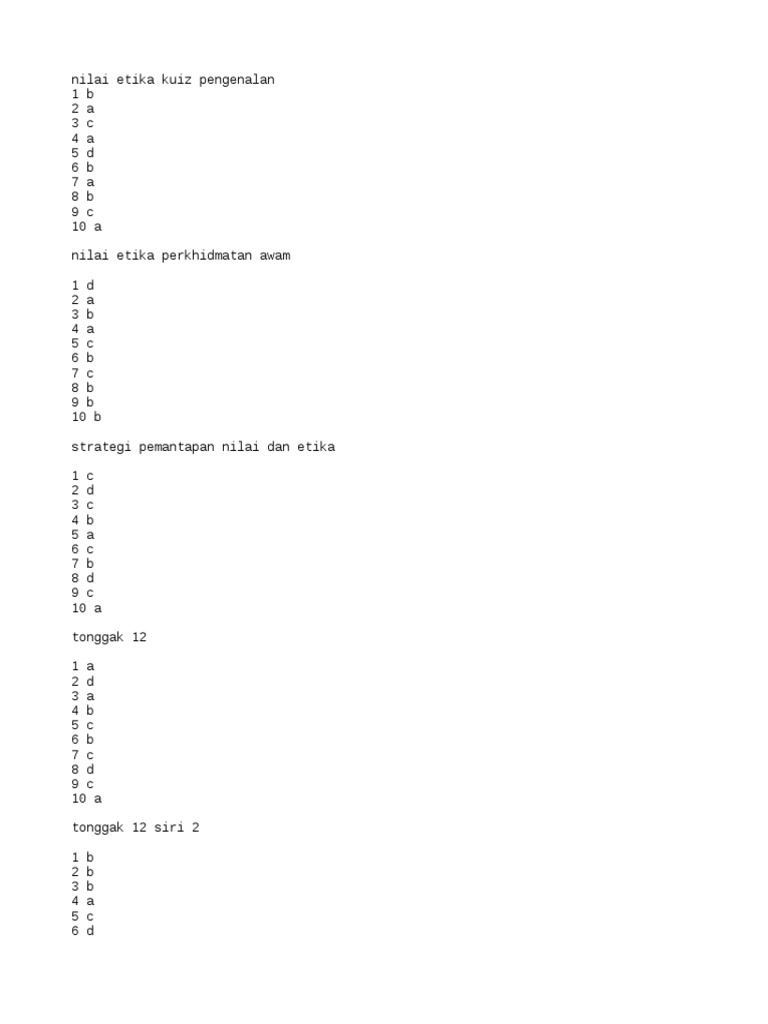 Jawapan Kuiz Epsa Nilai Dan Etika  Wopienema