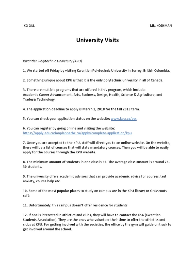 University Visits Pdf Further Education Science