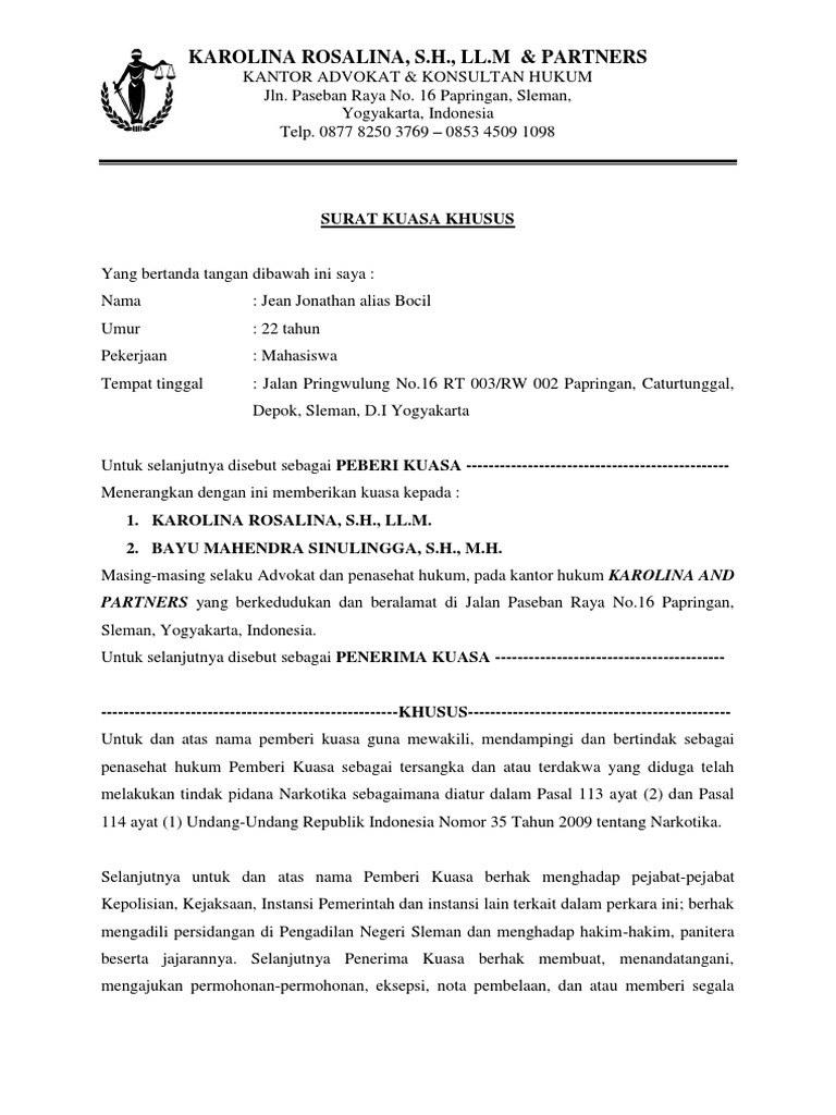 Surat Kuasa Khusus Ph Pdf