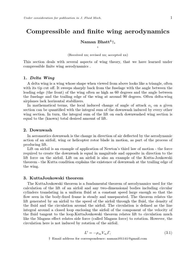 Compressible Wing Aerodynamics Insights | PDF | Lift (Force) | Airfoil