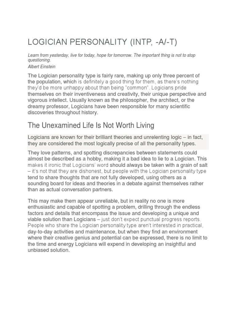 Logician Personality | Friendship | Logic