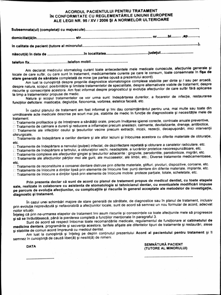 Acord Pacient+stare de Sanatate | PDF