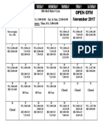 2017 November Open Gym Schedule Southport