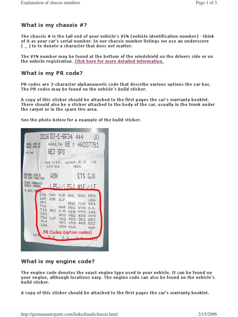 Audi PR Codes PDF | PDF