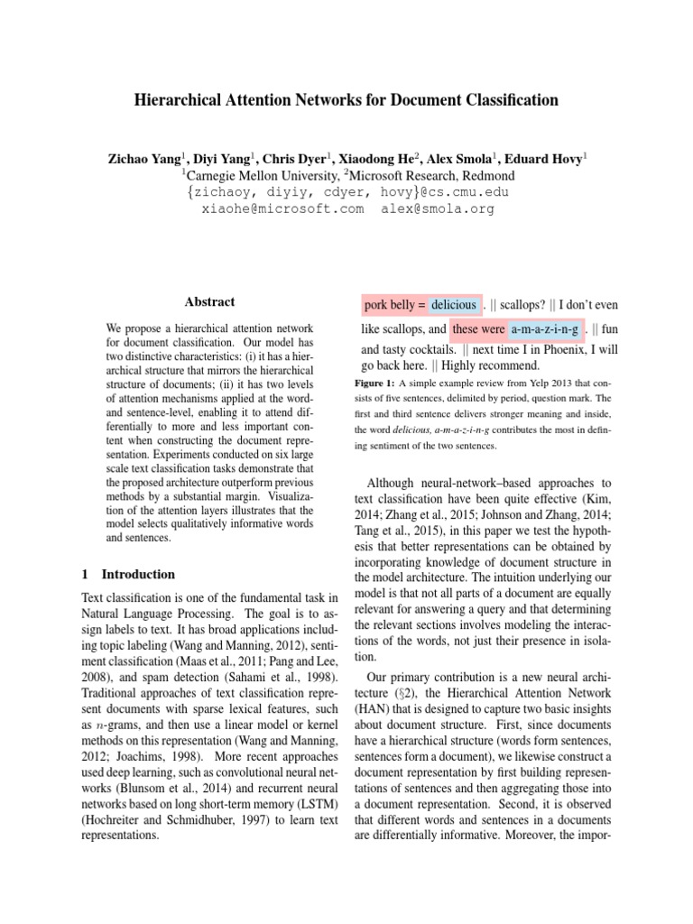 Hierarchical Attention Networks for Text Classification | PDF ...