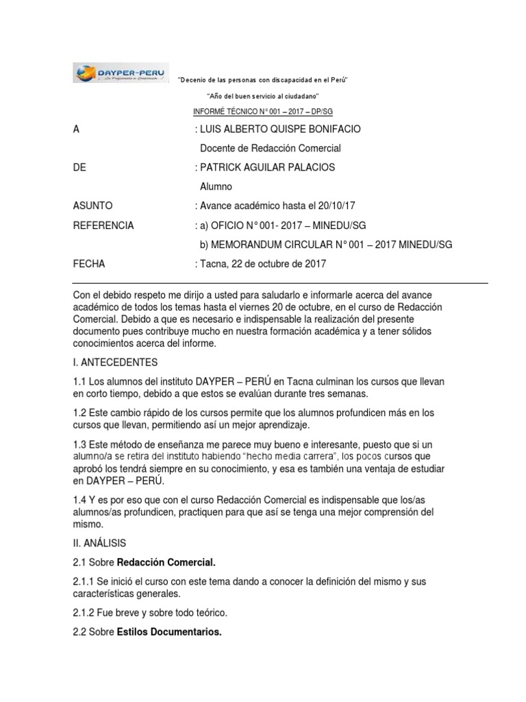 INFORME TÉCNICO - Ejemplo | PDF | Sicología | Enseñando y aprendiendo, image size:768x1024