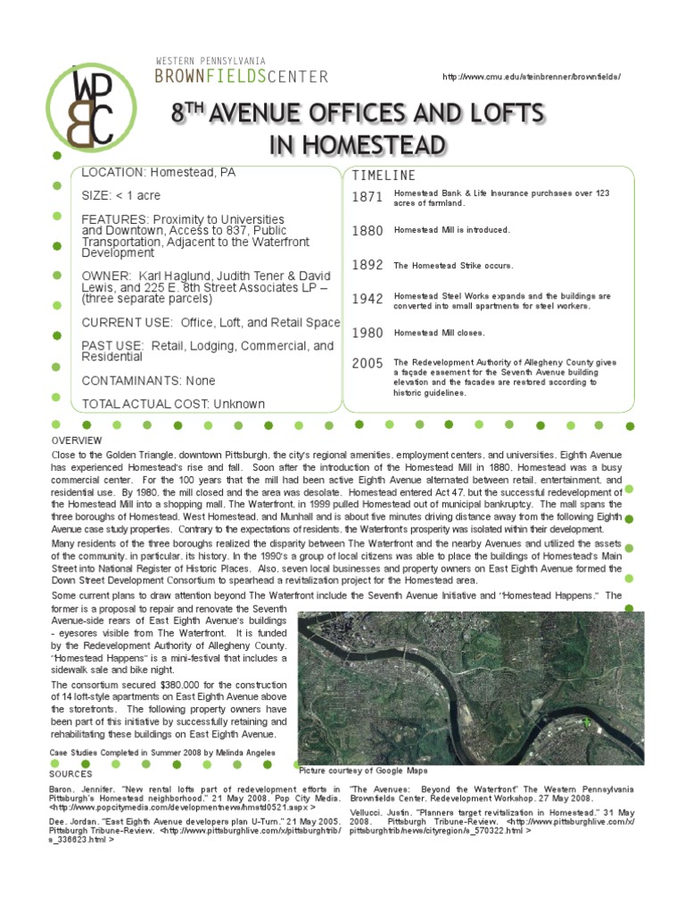 Pittsburgh Brownfield Case Studies PDF Transport Business