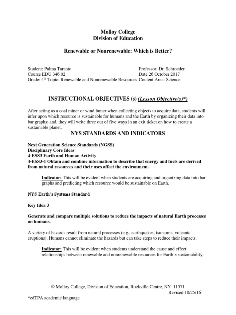 worksheet Renewable And Nonrenewable Resources Worksheets edu 346 renewable and nonrenewable lesson plan sustainability resources