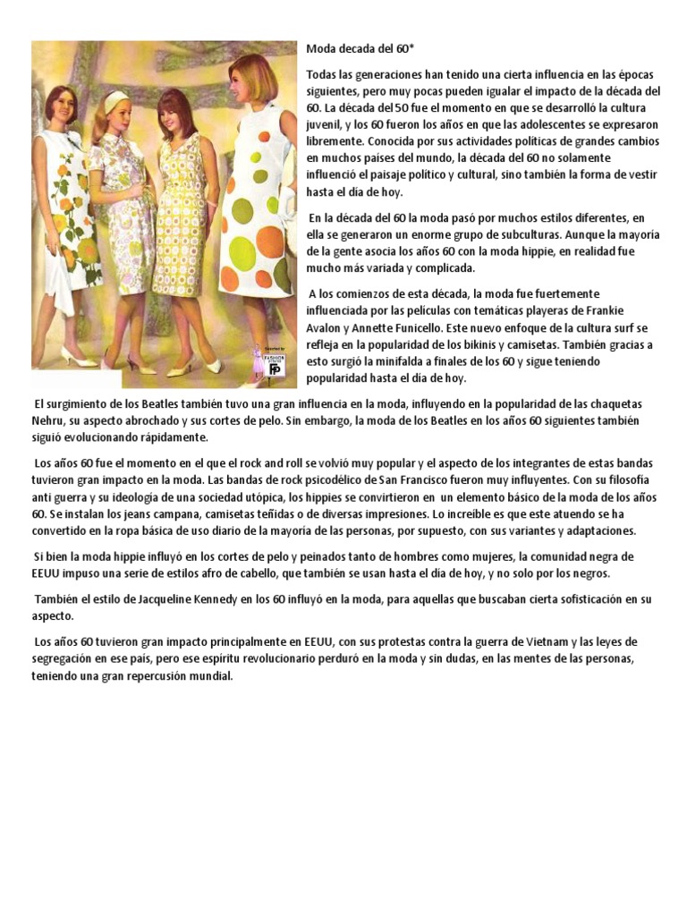 Moda de los años 60: Influencias y Estilos | PDF | Moda | Música heavy ...