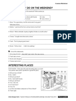 What Did They Do On The Weekend?: Unit 14 Grammar Worksheet