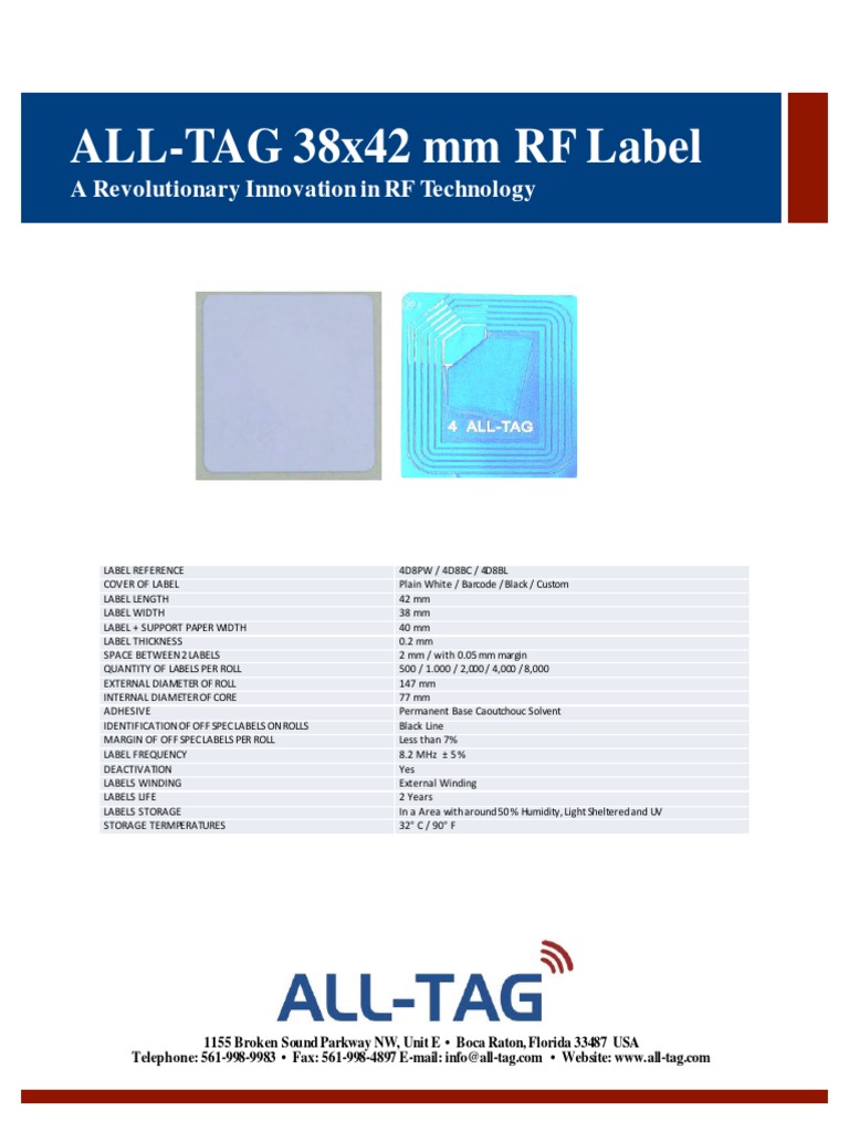 RF Labels Specifications and Details | PDF