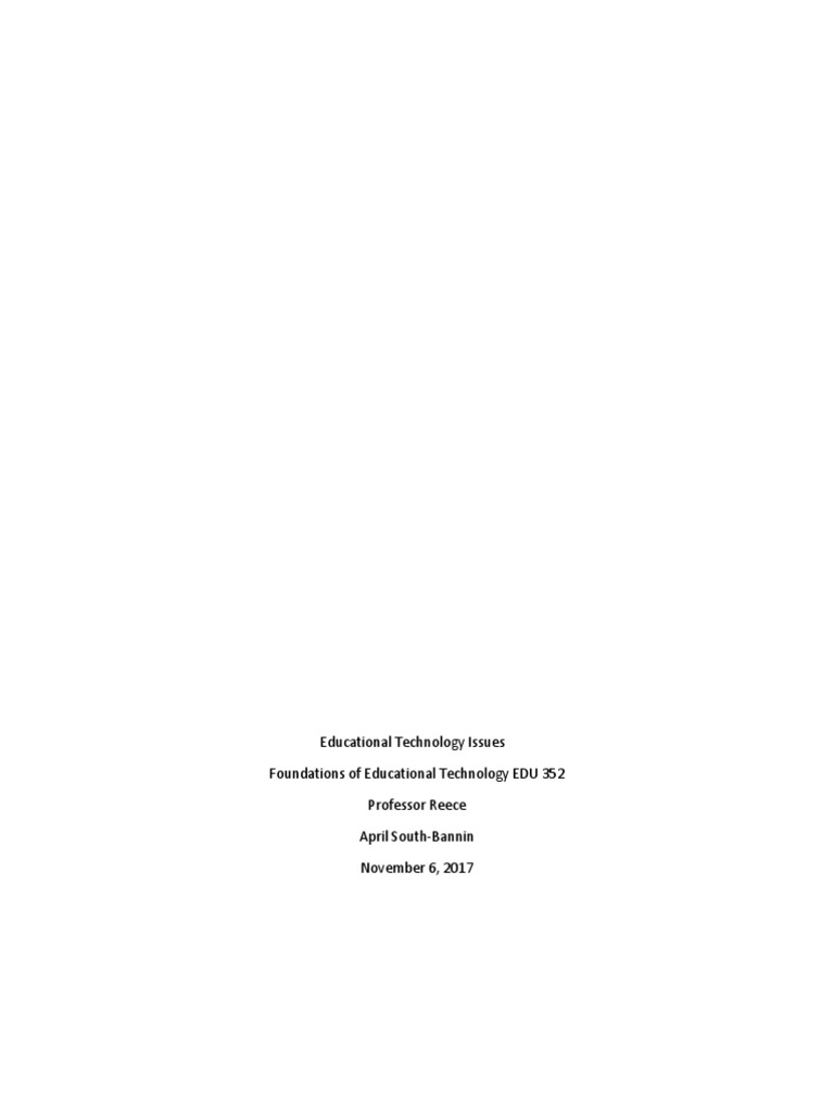 Edu 352 Educationaltechissues | PDF | Educational Technology | Classroom