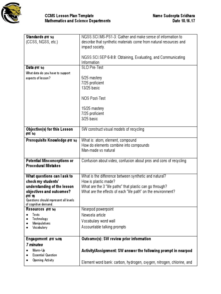 Monitoring Tool Lesson Plan Sridhara | PDF | Educational Assessment ...