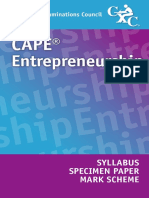Entrepreneurship: Syllabus Specimen Paper Mark Scheme