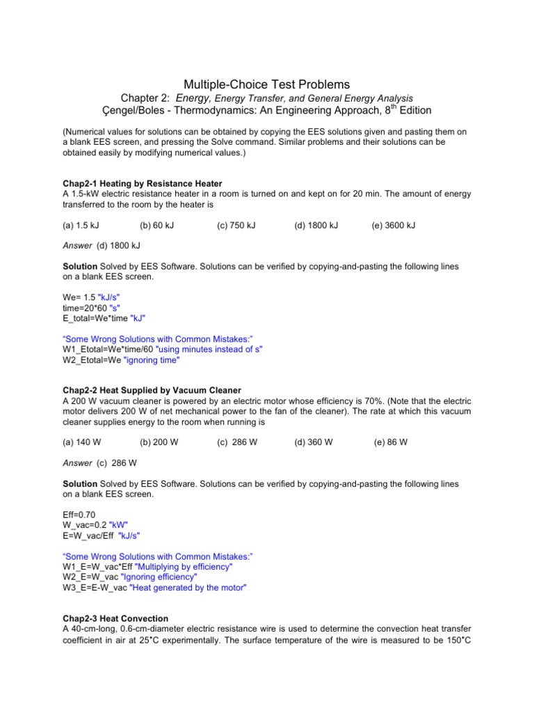 Test Bank for Thermodynamics an Engineering Approach 8th by Cengel 1 | Heat  Transfer | Heat