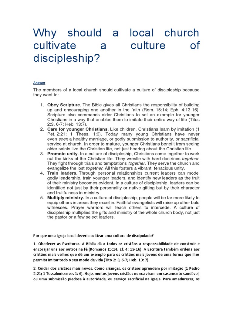 Cultivating Discipleship in Local Churches | PDF | Disciple ...