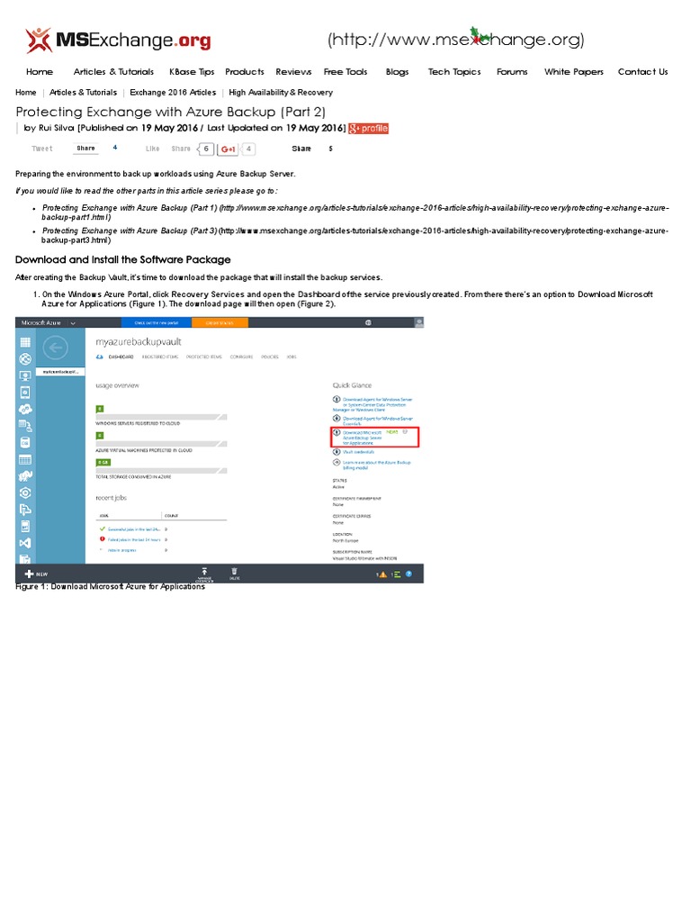 Protecting Exchange With Azure Backup (Part 2) : Download and Install ...