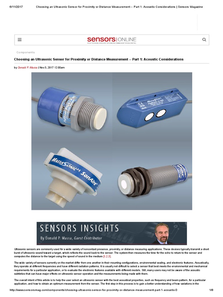 Choosing An Ultrasonic Sensor For Proximity or Distance Measurement ...