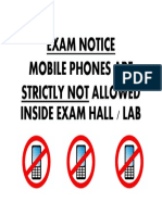 Exam Notice Mobile Phones Are Strictly Not Allowed Inside Exam Hall / Lab