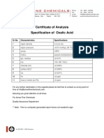 Certificate of Analysis Specification of Oxalic Acid: SR No. Characteristics Specifications