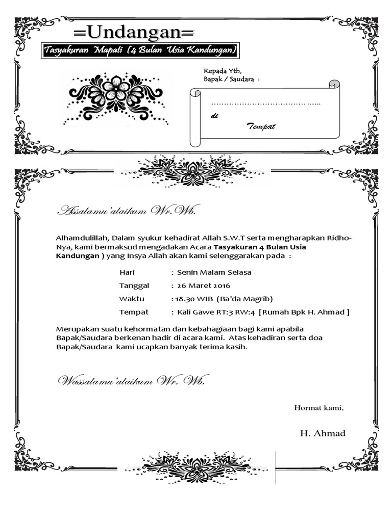 8500 Contoh Undangan Acara 4 Bulanan Gratis