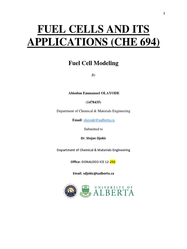 Fuel Cells and Its Applications (Che 694) PDF Fuel Cell Proton